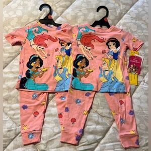 NEW! 2 Sets of Disney Princess Pajamas Size 2T